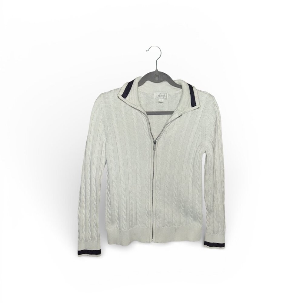 Foxcroft Women's White and Navy Jumper